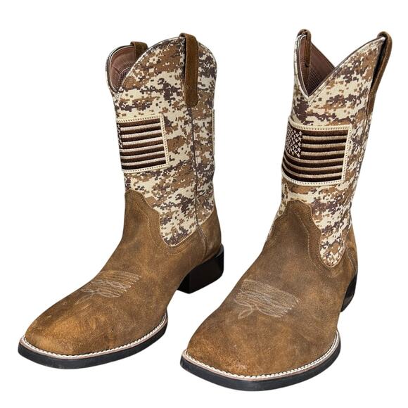 ARIAT Men’s Camo Patriot Brown Nubuck Western Cowboy Boot Size 14 D main image 5